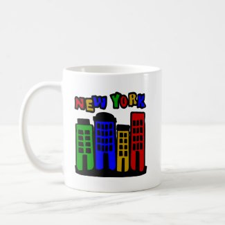 New York With Colorful Brownstones mug