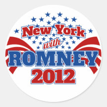 New York with Romney 2012 Round Stickers