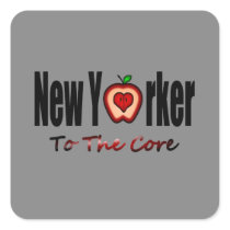 New Yorker To The Core With Sliced Big Apple Square Stickers