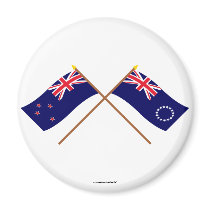 New Zealand and Cook Islands Crossed Flags magnets by Vexillophile New Zealand and Cook Islands Crossed Flags magnets