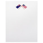 New Zealand and United States Crossed Flags Custom Letterhead