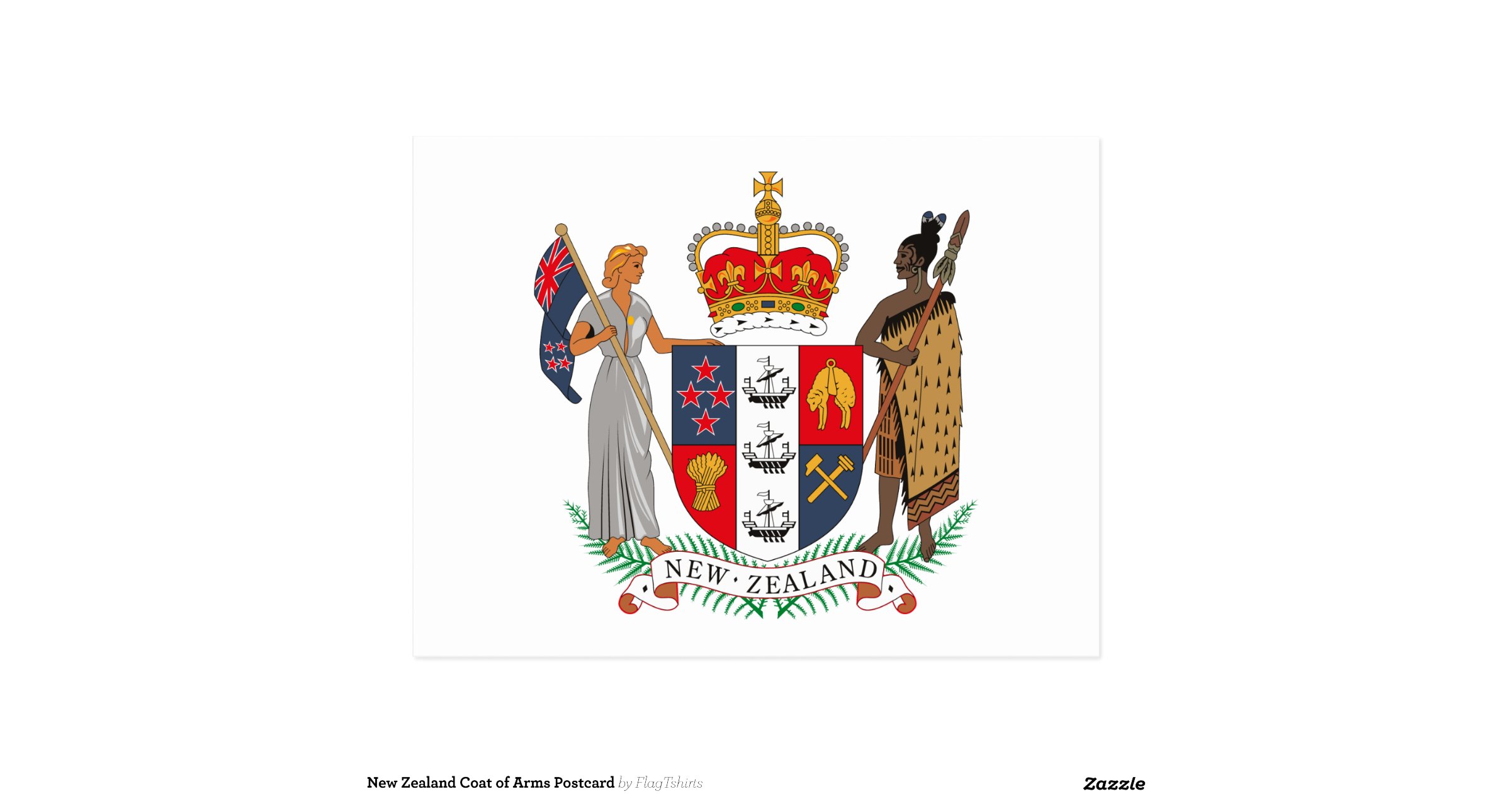 New zealand coat of arms postcard r7dfefdb3515342cdafbe86ef7eb8933a 