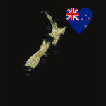 New Zealand Flag Heart Map Fitted AA T-Shirt