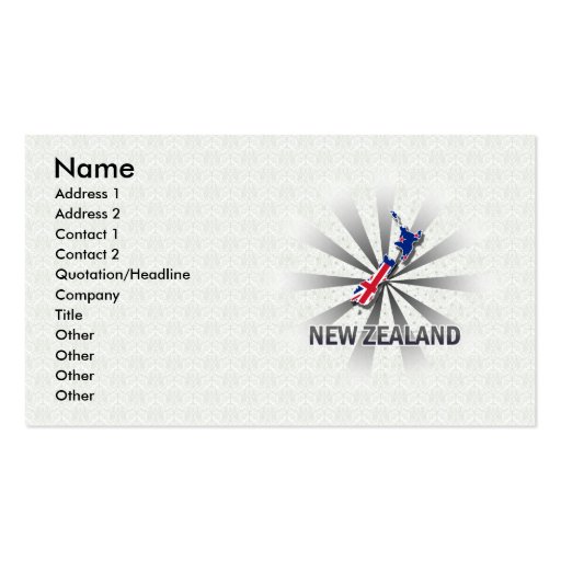 New Zealand Flag Map 2.0 Business Card Templates (front side)