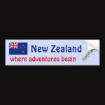 New Zealand Flag Map Text Bumper Sticker