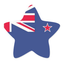 New Zealand Flag - Star Shaped STICKER !