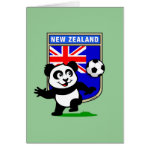 This adorable little panda is too cute! He's featured in front of a large flag from New Zealand and ready to play football and score some goals. This cute design is perfect for football players and soccer fans.