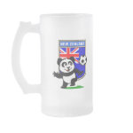 This adorable little panda is too cute! He's featured in front of a large flag from New Zealand and ready to play football and score some goals. This cute design is perfect for football players and soccer fans.