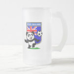 This adorable little panda is too cute! He's featured in front of a large flag from New Zealand and ready to play football and score some goals. This cute design is perfect for football players and soccer fans.