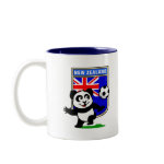 This adorable little panda is too cute! He's featured in front of a large flag from New Zealand and ready to play football and score some goals. This cute design is perfect for football players and soccer fans.