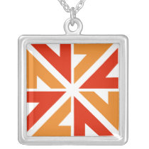 New Zealand NZ in orange and red necklaces