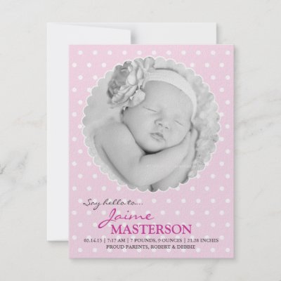 Newborn Baby Girl Pictures on Newborn Baby Girl Announcement Card From Zazzle Com