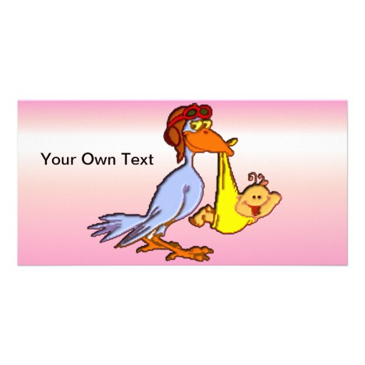 Newborn Baby Girl Arrival - A Stork Delivery Picture Card