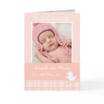 Newborn photo momento card - peach check