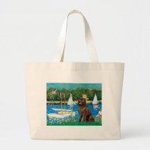 Newfie (brown) - Sailboats Canvas Bag