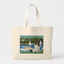 Newfie Landseer 3 - Sailboats Canvas Bags