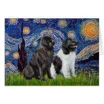 Newfie Pair (B1+L) - Starry Night cards by masterpiecedogs Newfie Pair (B1+L) - Starry Night cards