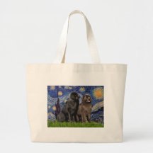 Newfie Pair - Starry Night Canvas Bags