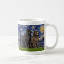Newfie Pair - Starry Night Coffee Mugs
