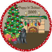 Newfie Puppy's First Christmas Ornament 2009 photo sculptures by freespiritdesigns Newfie Puppy's First Christmas Ornament 2009 photo sculptures