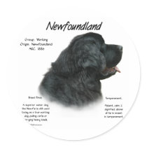 Newfoundland (Black) History Design Round Stickers