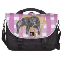 Newfoundland Dog and pink Gingham Commuter Bags