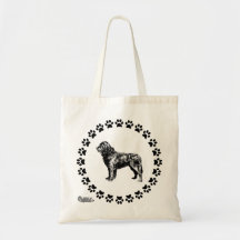 Newfoundland Dog with Pawprints Canvas Bag