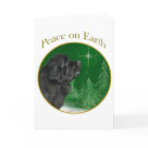 postcard - Peace on Earth. Show your reason for the season with your Newfoundland in this unique dog design accented with green and gold. Goes great on an ornament, greeting card or sticker.