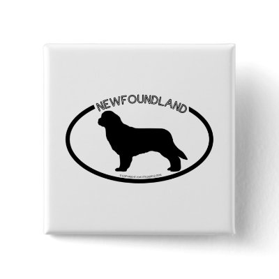 Newfoundland Silhouette Black Button by dogsilhouettes