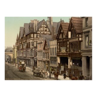 Newgate Street, Chester, antique England print