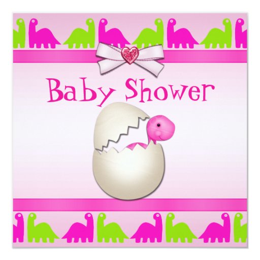 Newly Hatched Baby Girl Dinosaur Baby Shower Card Zazzle
