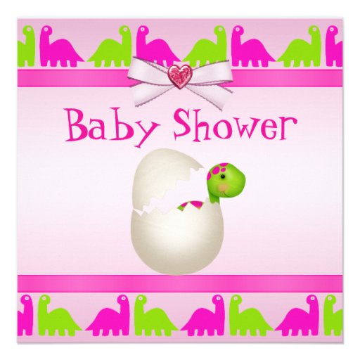 Newly Hatched Baby Girl Dinosaur Baby Shower Announcement