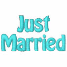 ladies_pullover_hoody - Embroidered Just Married Shirt. Front says "Just Married" Back bottom says "Newlywed" Visit our growing gallery for more styles and themes to enhance your wedding.