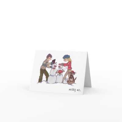 Newlywed Snowmen 'Merry Me' Greeting Card