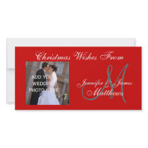 Newlyweds First Christmas Monogram  Red Photo Card photo cards