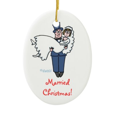 Newlyweds First Christmas Together Cartoon Ornament