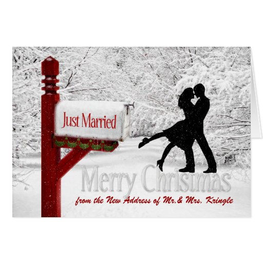 newlyweds just married new address christmas cards zazzle we ve moved christmas cards