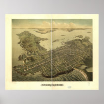 Newport Rhode Island 1878 Antique Panoramic Map Print
