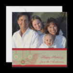 Newsletter on Back Red Bird Ornament Holiday Card