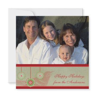 Newsletter on Back Red Bird Ornament Holiday Card invitation