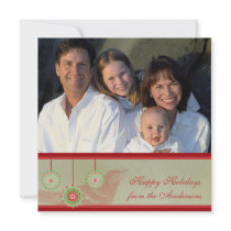 Newsletter on Back Red Bird Ornament Holiday Card Invitations