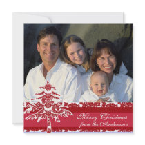 Newsletter on Back Red Damask Christmas Card invitations by samack Newsletter on Back Red Damask Christmas Card invitations