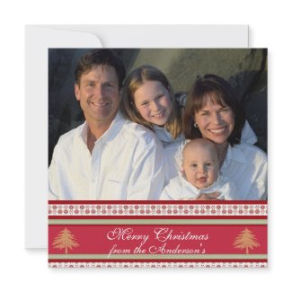 Newsletter on Back Red Damask Christmas Card invitation
