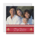 Newsletter on Back Red Damask Christmas Card
