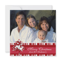 Newsletter on Back Red Flower Tree Christmas Card Custom Invitations