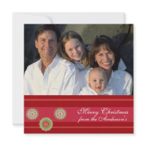 Newsletter on Back Red Ornament Christmas Card Custom Invitations