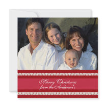 Newsletter on Back Red Ornament Christmas Card Personalized Announcements