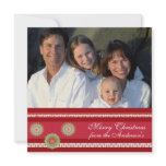 Newsletter on Back Red Ornament Christmas Card