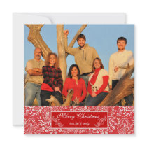 Newsletter on Back Red Stripes Christmas Card invitations
