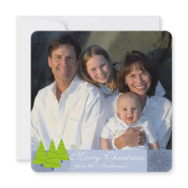 Newsletter on Back Retro Blue Lime Christmas Card Custom Invite